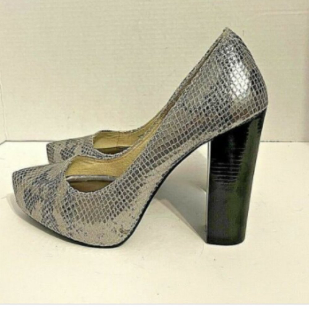 Snakeskin Chunky Wooden Heels - Hidden Platform
